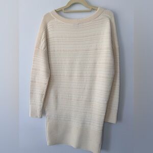 Maje Cream Ribbed Sweater Dress / Long Sweater – Size 1 (US S)